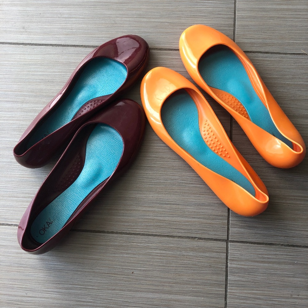 COPY - OKA b. OKAl OKA Jelly Flats Orange & Maroon sz 10